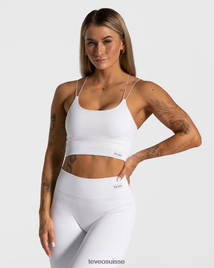 vêtements femmes TEVEO 40204P414 haut à bretelles élégant blanc
