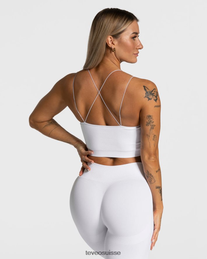 vêtements femmes TEVEO 40204P414 haut à bretelles élégant blanc