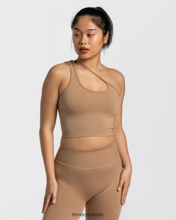 vêtements femmes TEVEO 40204P431 haut impertinent à une épaule beige