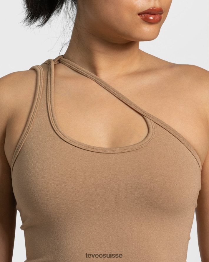 vêtements femmes TEVEO 40204P431 haut impertinent à une épaule beige