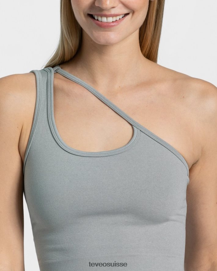 vêtements femmes TEVEO 40204P434 haut impertinent à une épaule bleu acier
