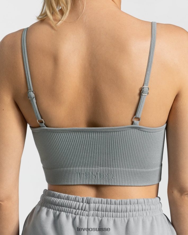 vêtements femmes TEVEO 40204P438 haut impertinent bleu acier