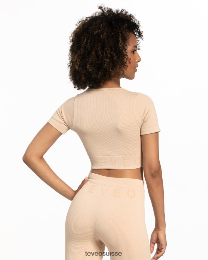vêtements femmes TEVEO 40204P439 haut court côtelé nu