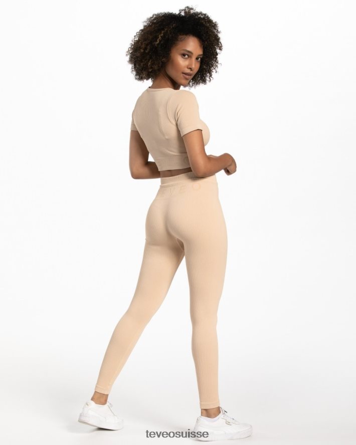 vêtements femmes TEVEO 40204P439 haut court côtelé nu