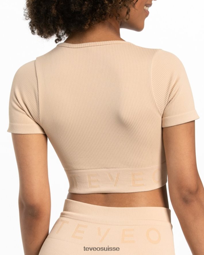 vêtements femmes TEVEO 40204P439 haut court côtelé nu