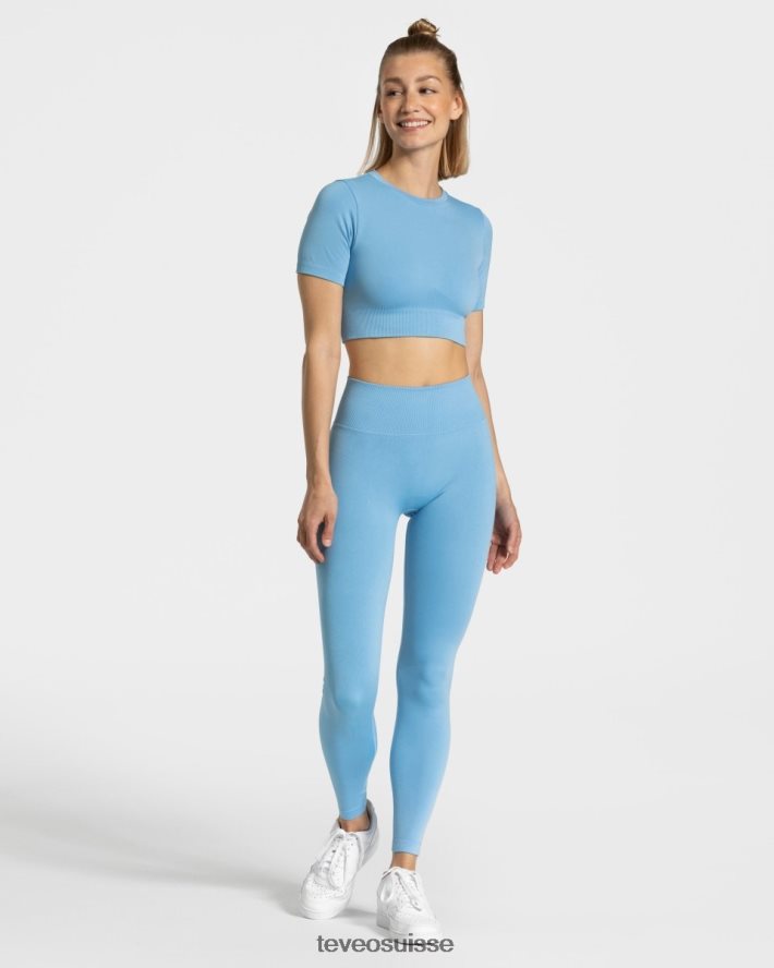 vêtements femmes TEVEO 40204P441 haut court sensation bleu bébé