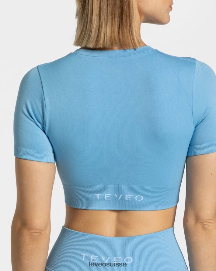 vêtements femmes TEVEO 40204P441 haut court sensation bleu bébé