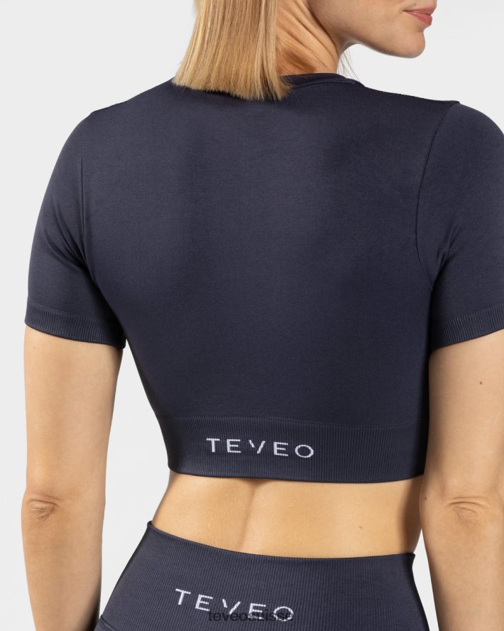vêtements femmes TEVEO 40204P442 haut court sensation bleu foncé