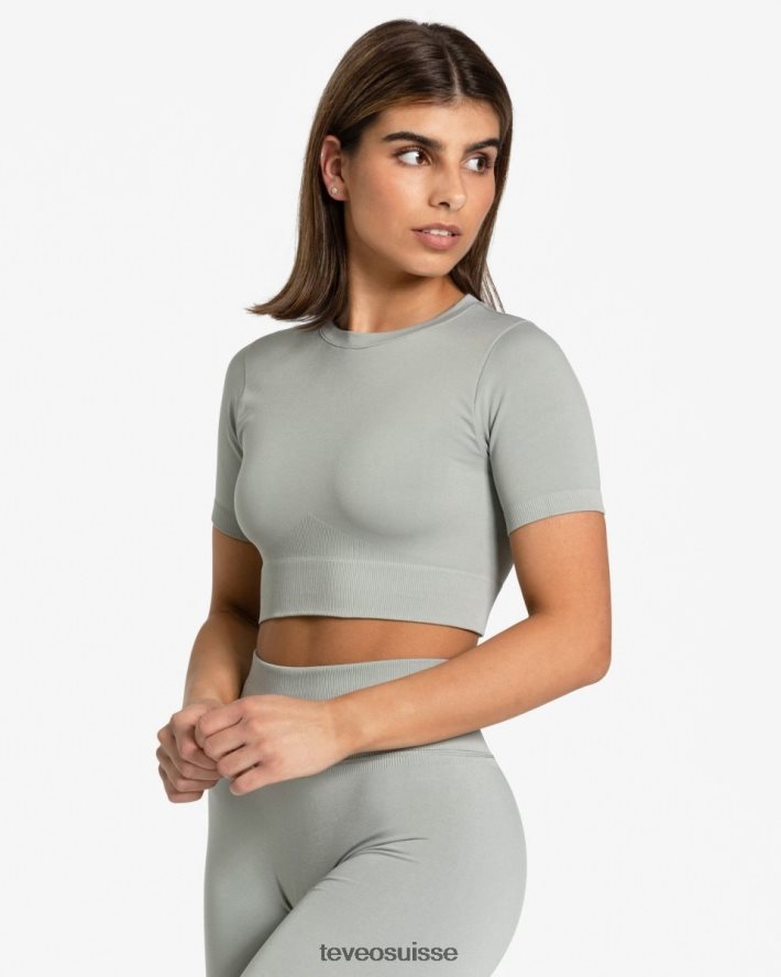 vêtements femmes TEVEO 40204P443 haut court sensation gris