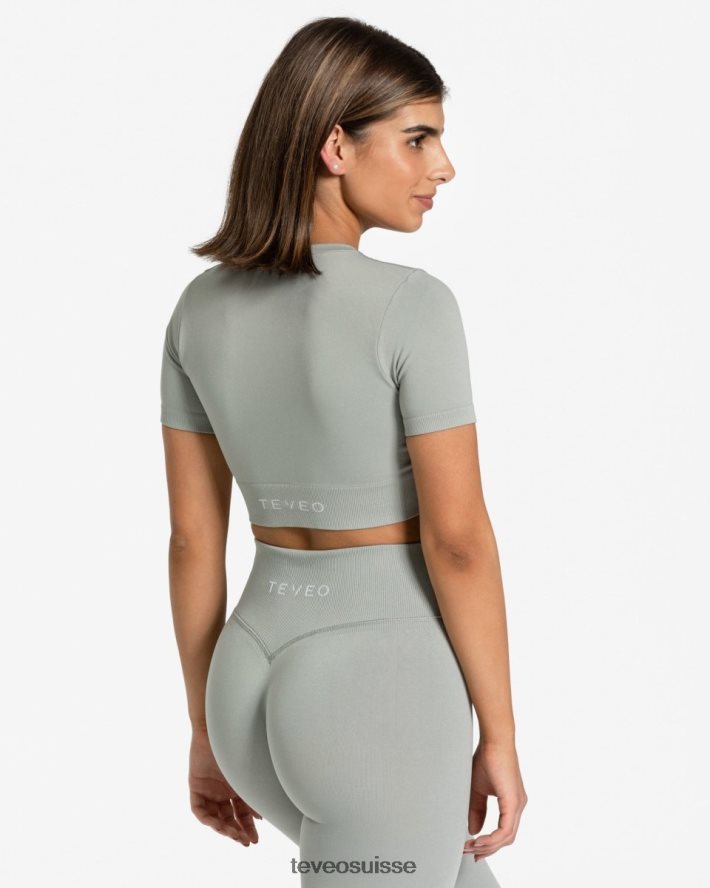 vêtements femmes TEVEO 40204P443 haut court sensation gris