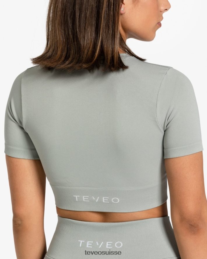 vêtements femmes TEVEO 40204P443 haut court sensation gris