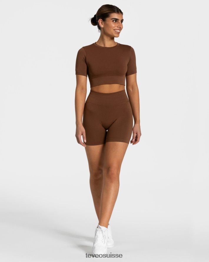 vêtements femmes TEVEO 40204P444 haut court sensation caramel