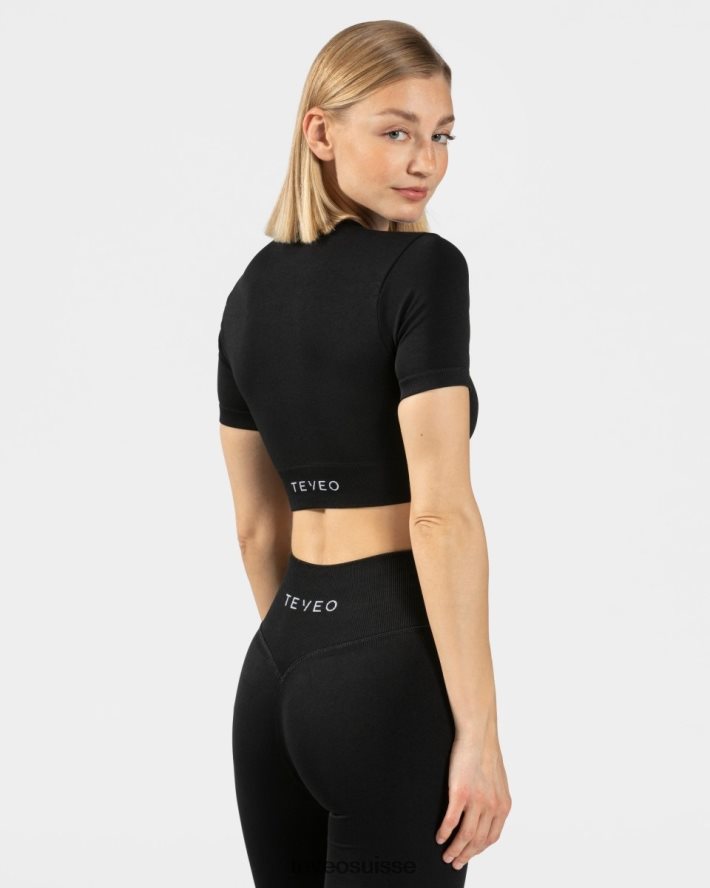 vêtements femmes TEVEO 40204P445 haut court sensation noir