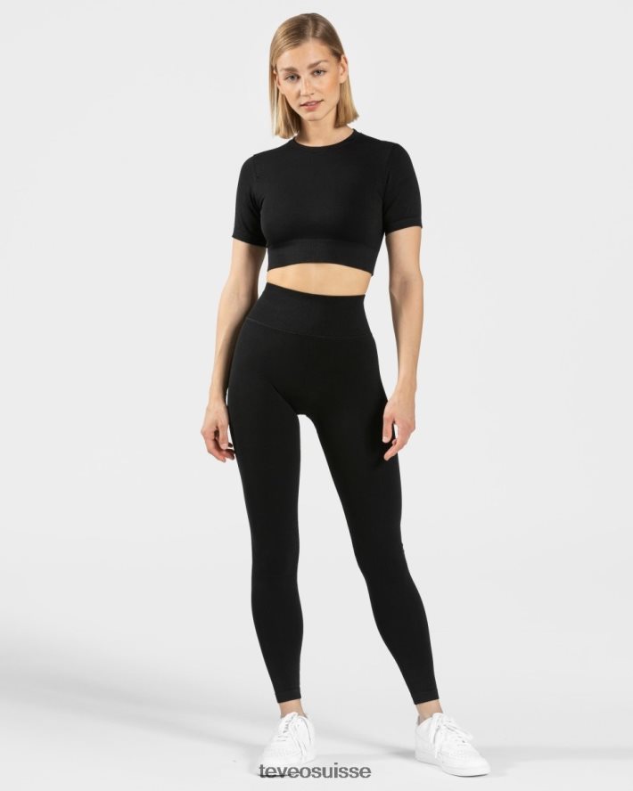 vêtements femmes TEVEO 40204P445 haut court sensation noir