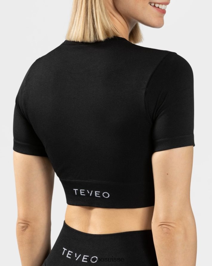 vêtements femmes TEVEO 40204P445 haut court sensation noir