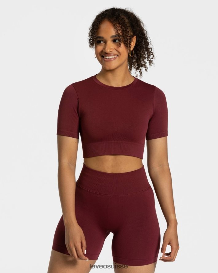 vêtements femmes TEVEO 40204P448 haut court sensation vin rouge
