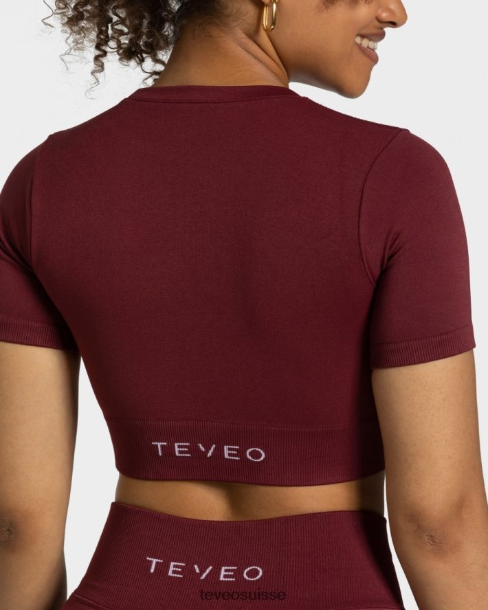 vêtements femmes TEVEO 40204P448 haut court sensation vin rouge