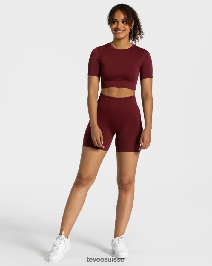 vêtements femmes TEVEO 40204P448 haut court sensation vin rouge