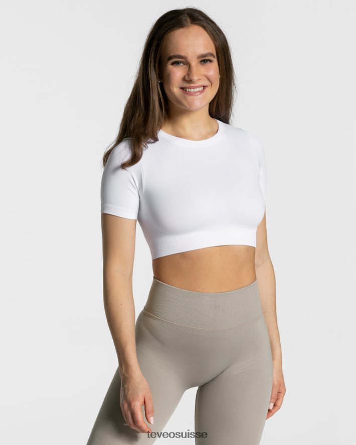 vêtements femmes TEVEO 40204P449 haut court sensation blanc