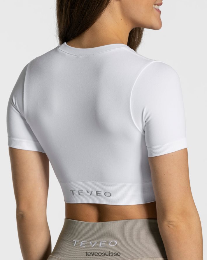 vêtements femmes TEVEO 40204P449 haut court sensation blanc