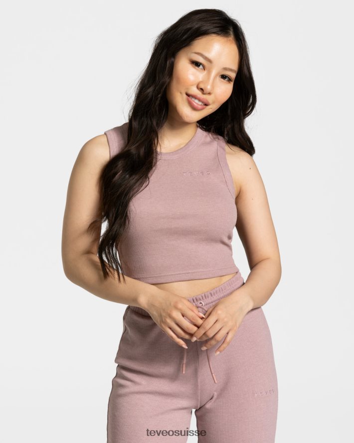 vêtements femmes TEVEO 40204P450 haut court décontracté vieux rose