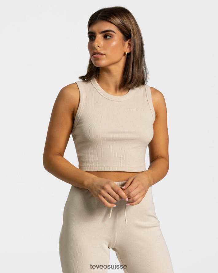 vêtements femmes TEVEO 40204P451 haut court décontracté beige