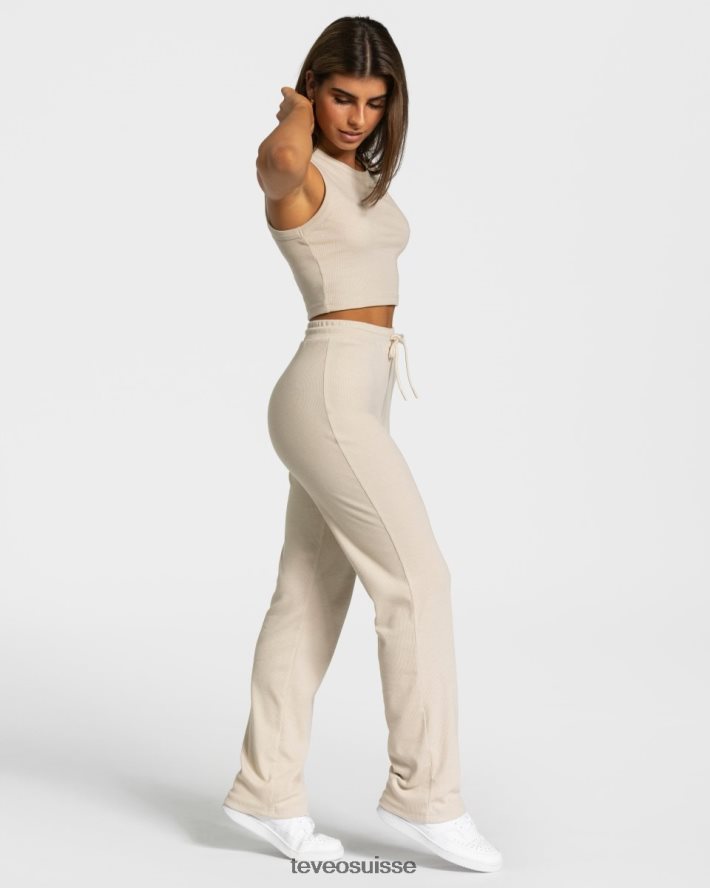 vêtements femmes TEVEO 40204P451 haut court décontracté beige