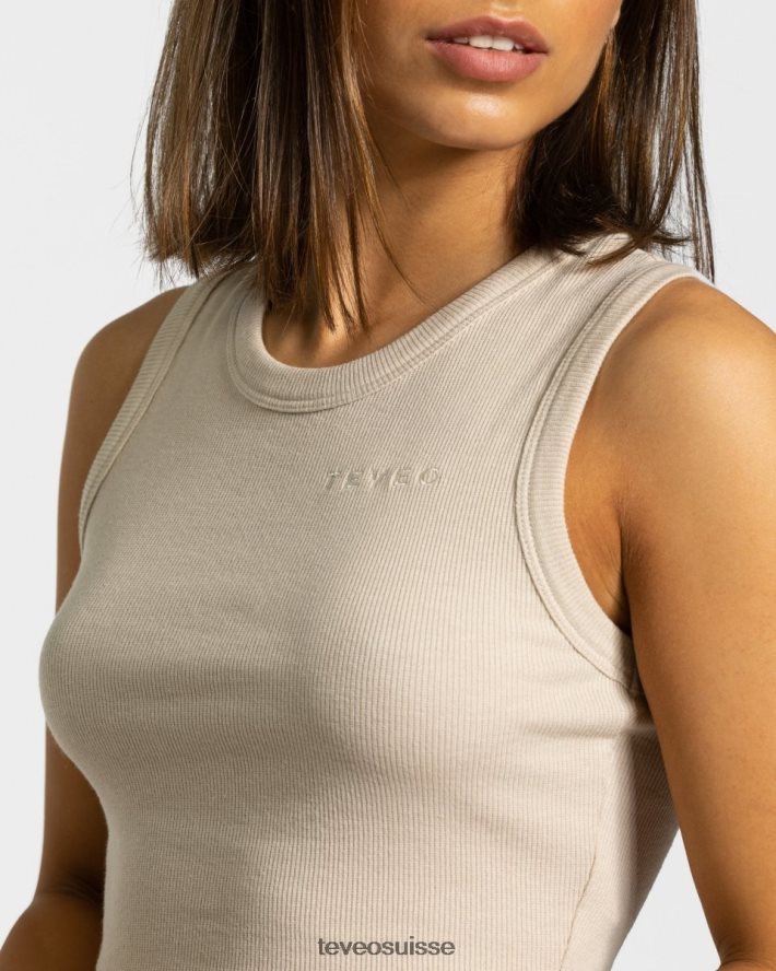 vêtements femmes TEVEO 40204P451 haut court décontracté beige