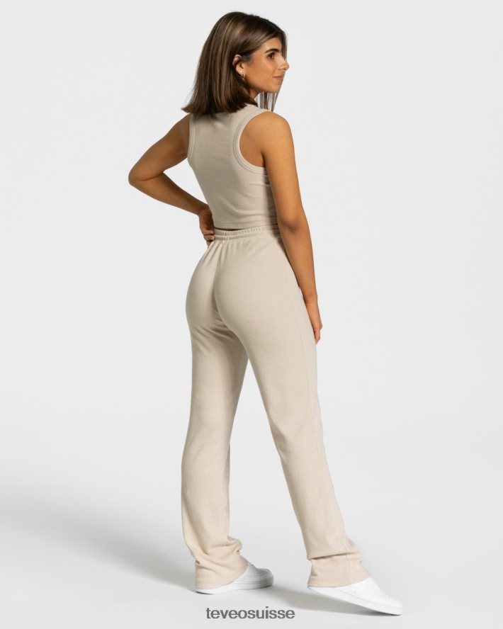 vêtements femmes TEVEO 40204P451 haut court décontracté beige