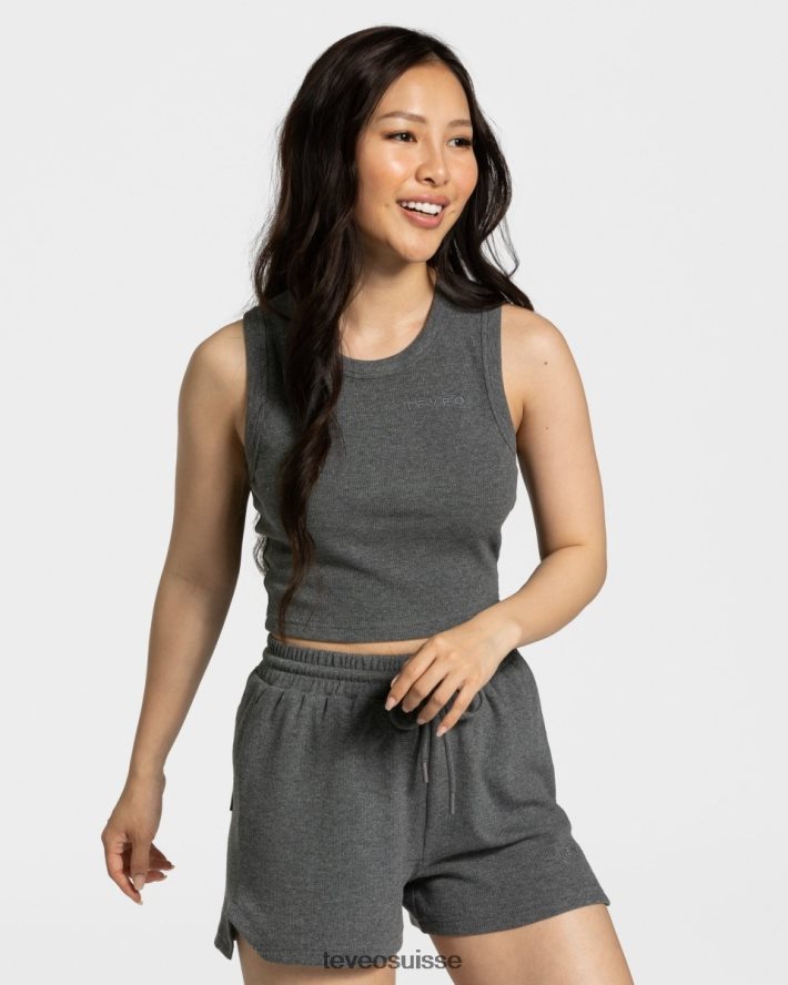 vêtements femmes TEVEO 40204P452 haut court décontracté gris foncé