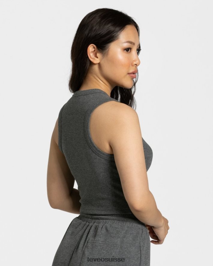 vêtements femmes TEVEO 40204P452 haut court décontracté gris foncé