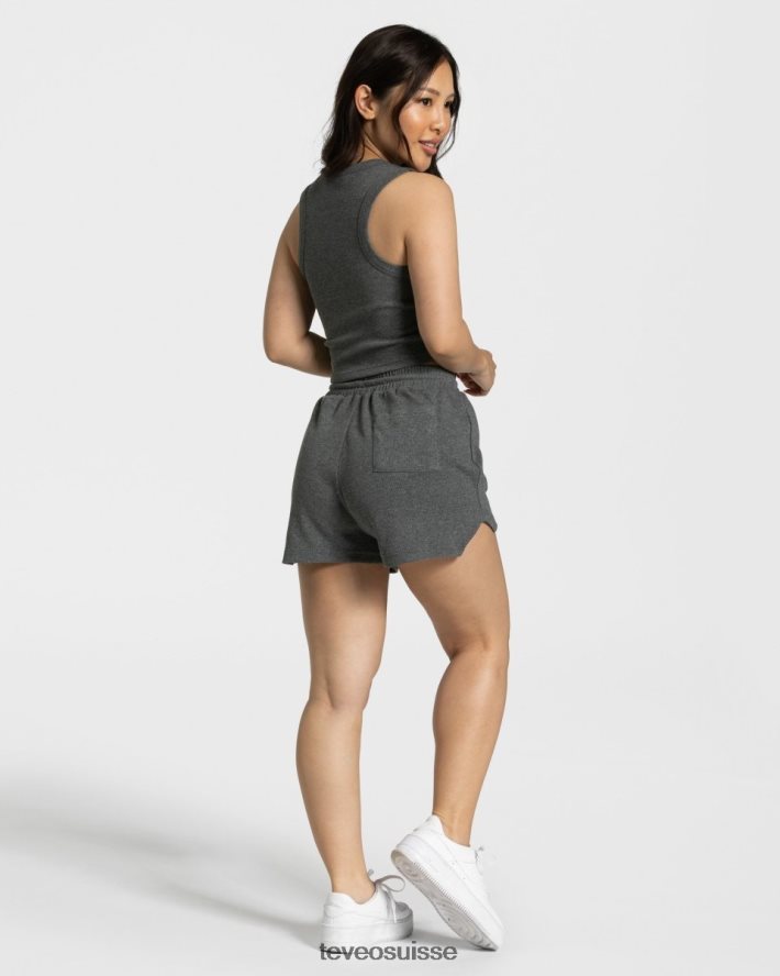 vêtements femmes TEVEO 40204P452 haut court décontracté gris foncé
