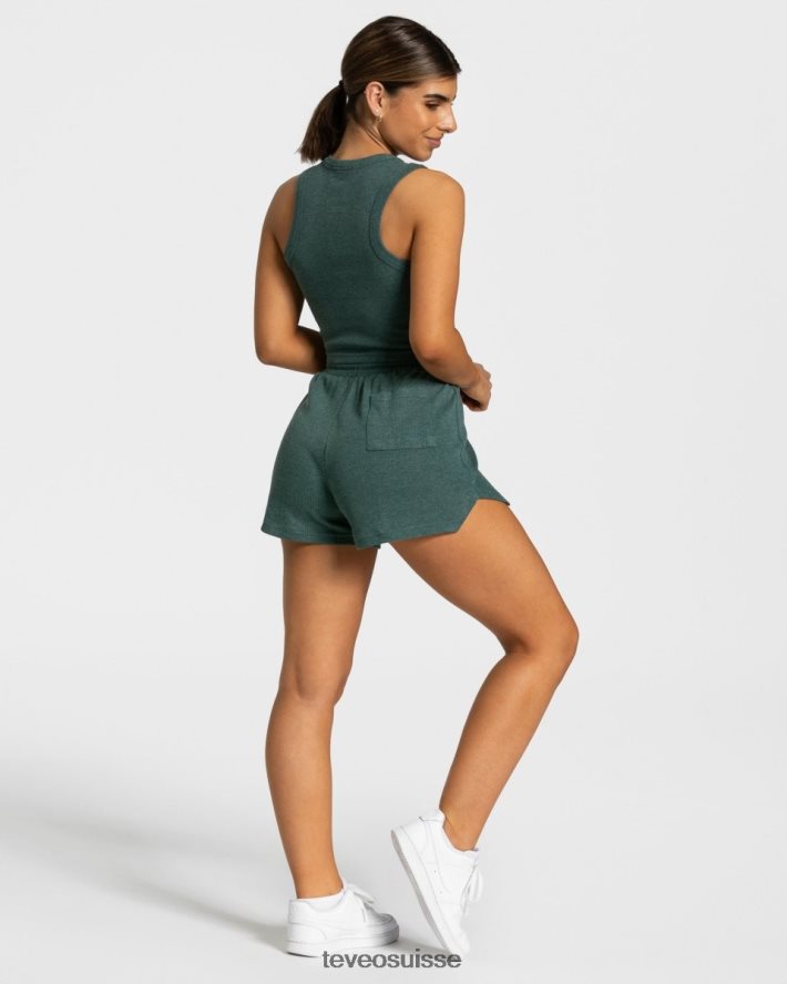 vêtements femmes TEVEO 40204P453 haut court décontracté vert foncé
