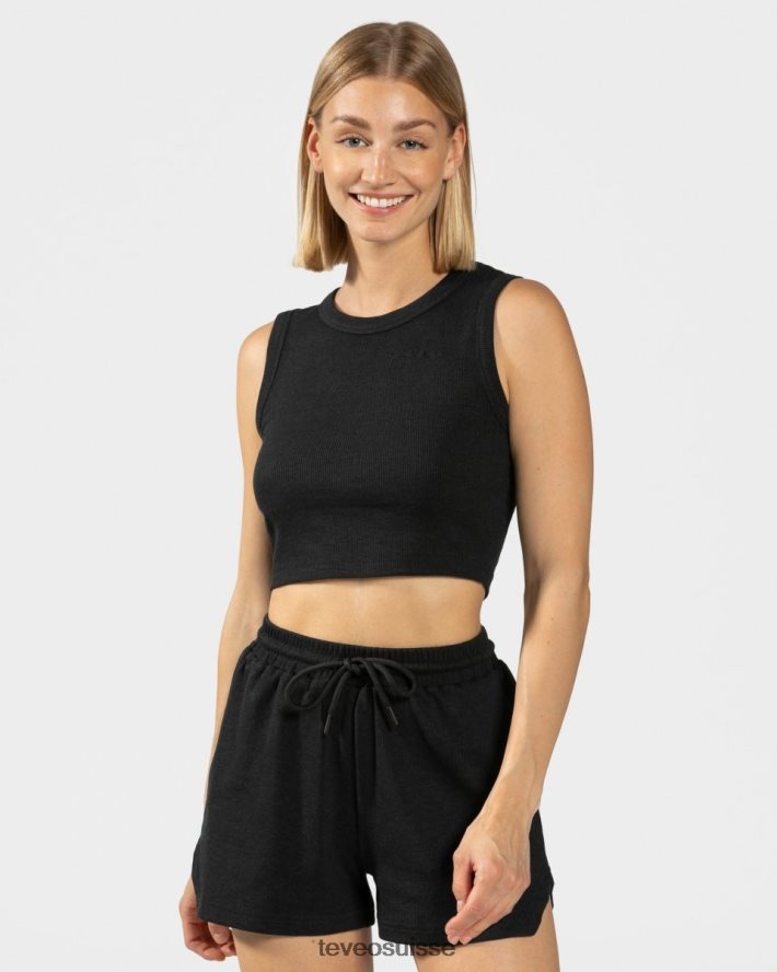 vêtements femmes TEVEO 40204P454 haut court décontracté noir