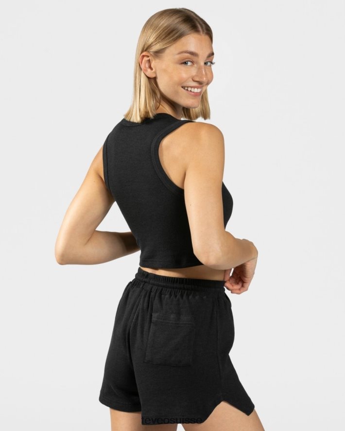 vêtements femmes TEVEO 40204P454 haut court décontracté noir