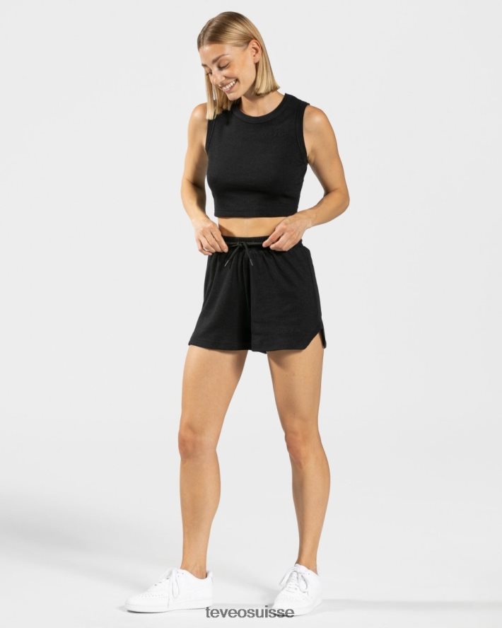 vêtements femmes TEVEO 40204P454 haut court décontracté noir