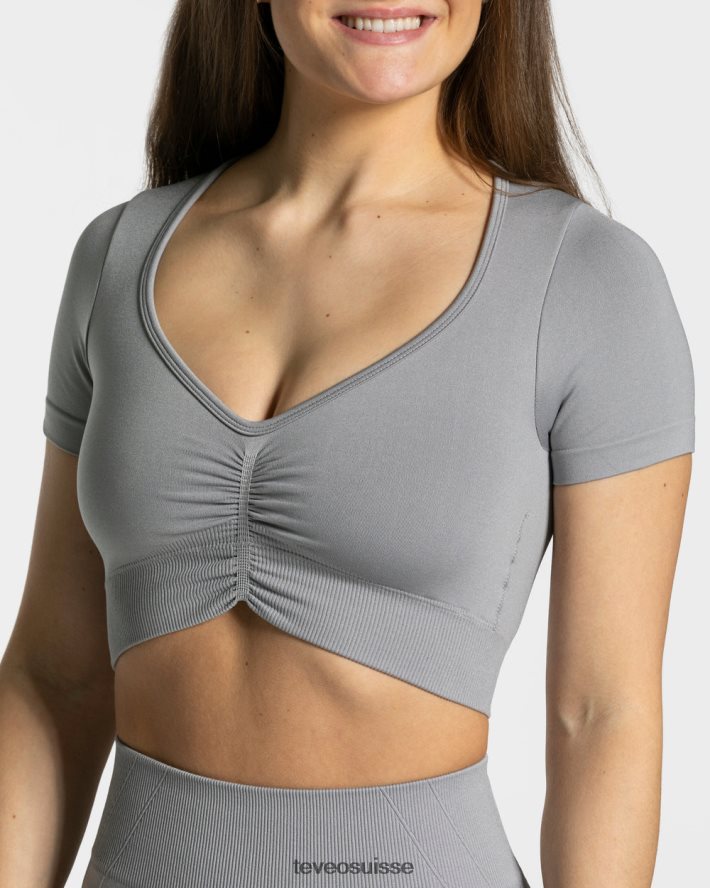 vêtements femmes TEVEO 40204P456 haut court de mise au point gris