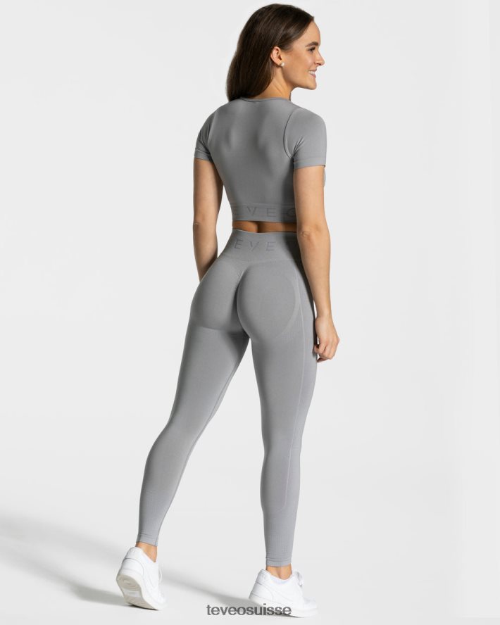 vêtements femmes TEVEO 40204P456 haut court de mise au point gris