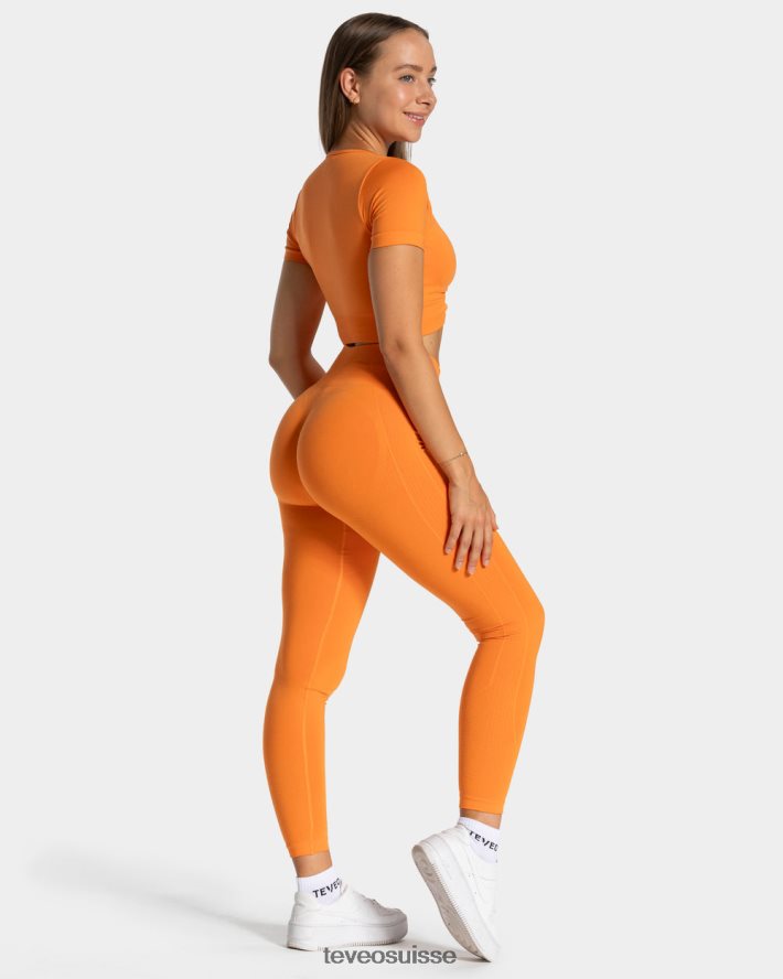 vêtements femmes TEVEO 40204P457 haut court de mise au point orange