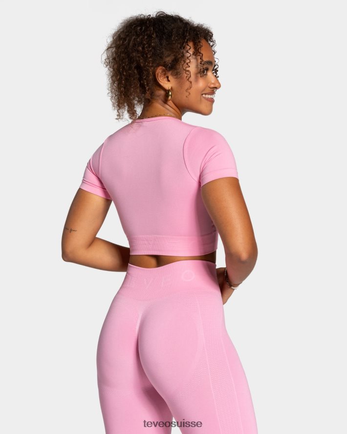 vêtements femmes TEVEO 40204P458 haut court de mise au point rose