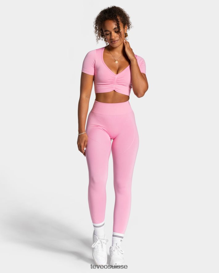 vêtements femmes TEVEO 40204P458 haut court de mise au point rose