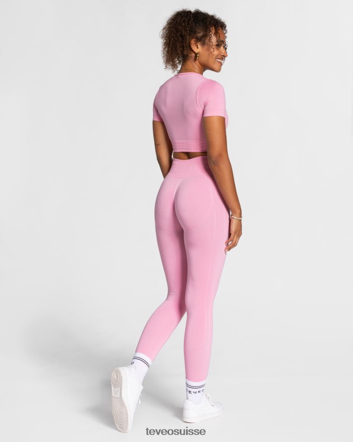 vêtements femmes TEVEO 40204P458 haut court de mise au point rose