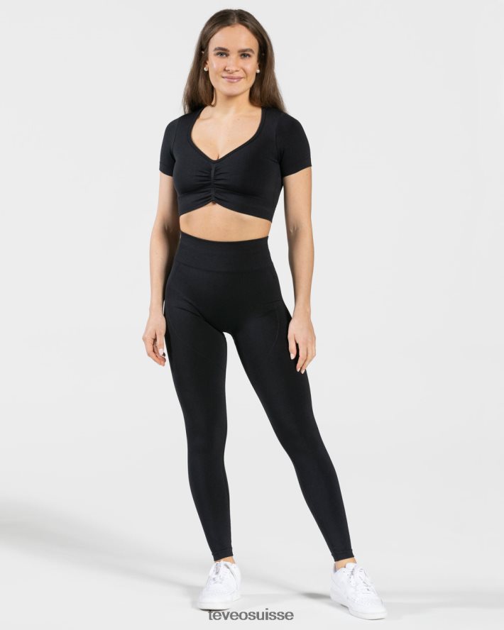 vêtements femmes TEVEO 40204P459 haut court de mise au point noir
