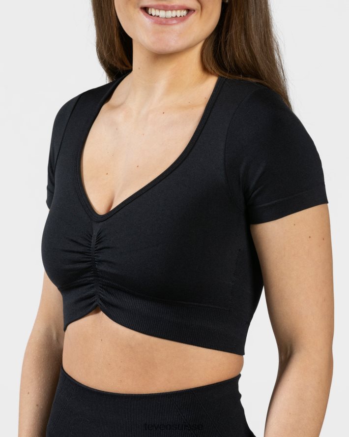 vêtements femmes TEVEO 40204P459 haut court de mise au point noir