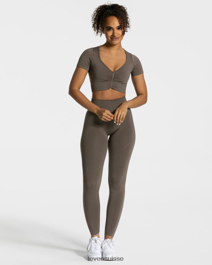 vêtements femmes TEVEO 40204P461 haut court de mise au point taupe