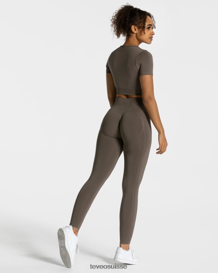 vêtements femmes TEVEO 40204P461 haut court de mise au point taupe