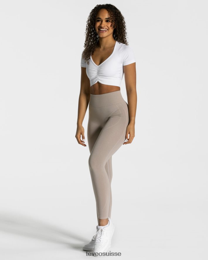 vêtements femmes TEVEO 40204P462 haut court de mise au point blanc