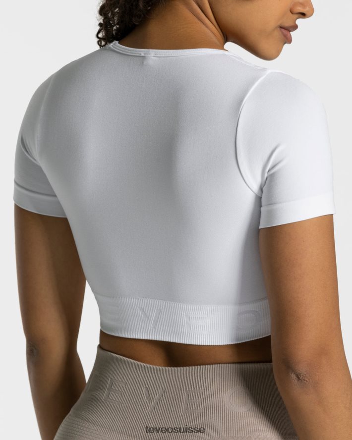 vêtements femmes TEVEO 40204P462 haut court de mise au point blanc