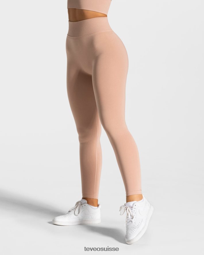 vêtements femmes TEVEO 40204P102 leggings froissés tendance rose poussiéreux