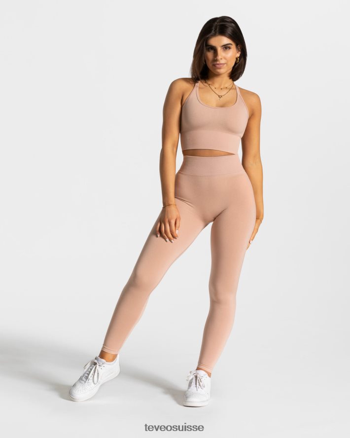 vêtements femmes TEVEO 40204P102 leggings froissés tendance rose poussiéreux